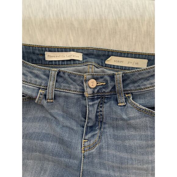 Pilcro And The Letterpress Women's Blue Denim Raw Hem Two Tone Jeans Size 26 - Picture 7 of 8